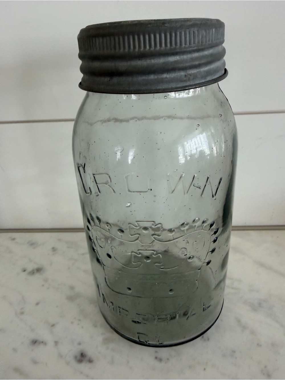 Vintage Crown Imperial Mason Jar Canada 8” H
